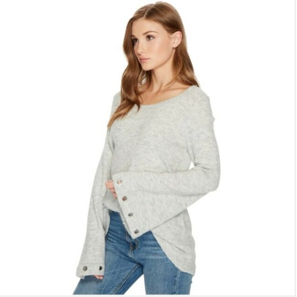 Kensie Sweaters - Kensie Soft Grommet-Sleeve Sweater Heather Light